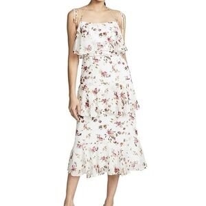 WAYF Imola Floral Tiered Midi Dress Tie Straps - M